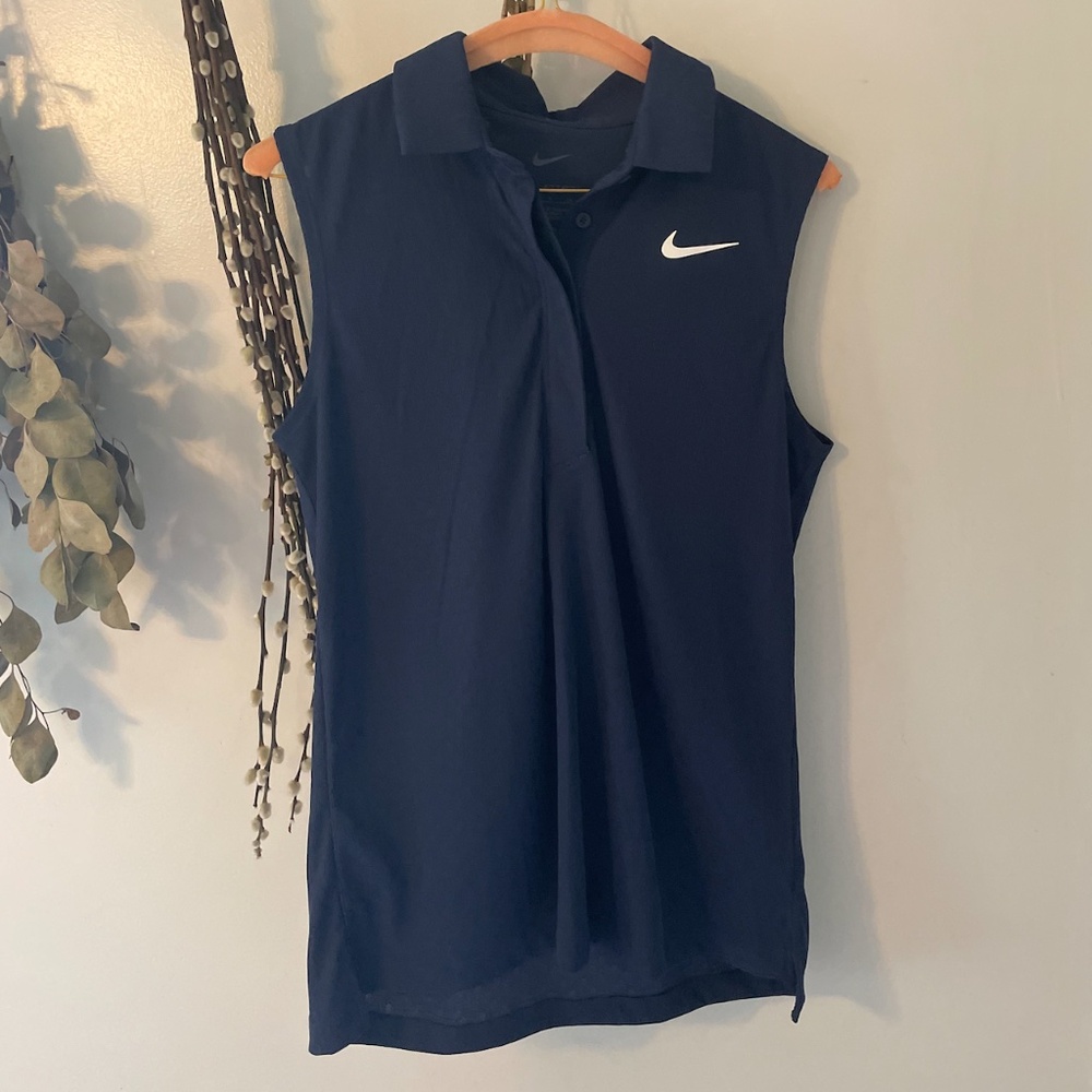 NWT Women's Dri-FIT ADV Dotted Navy Blue Golf Tank Top Shirt, Size Small